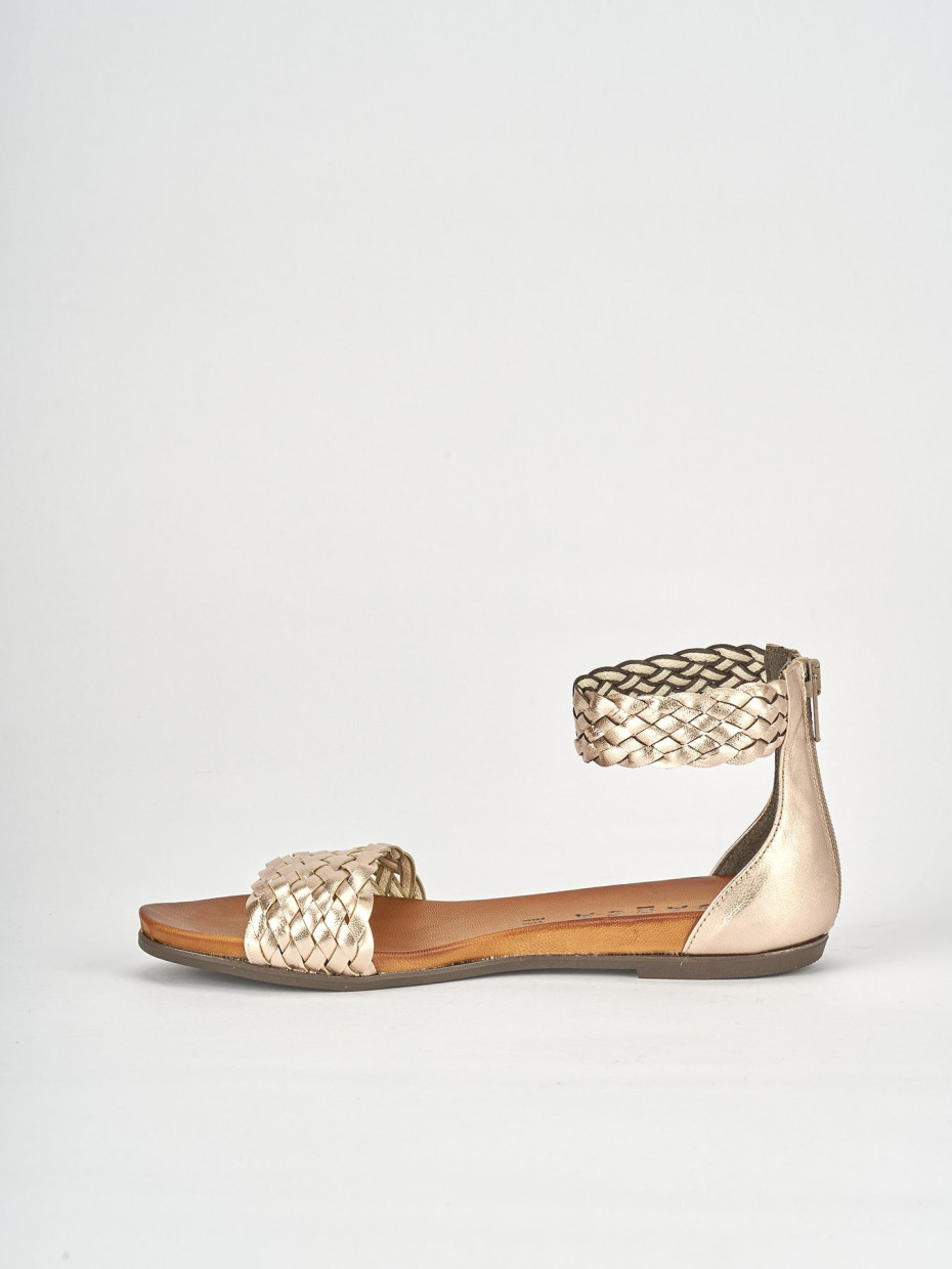 Sandali tacco 1cm pelle bronzo
