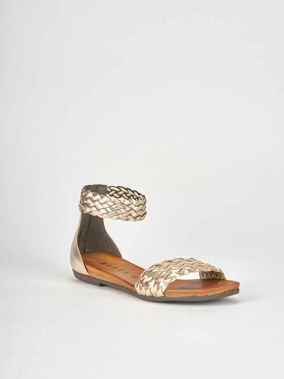 Low heel sandals heel 1 cm bronze leather