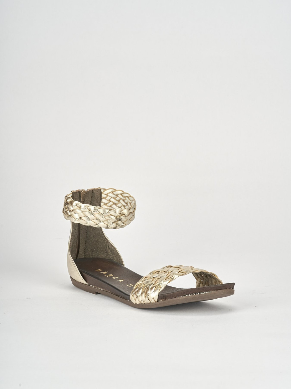 Low heel sandals heel 1 cm gold leather