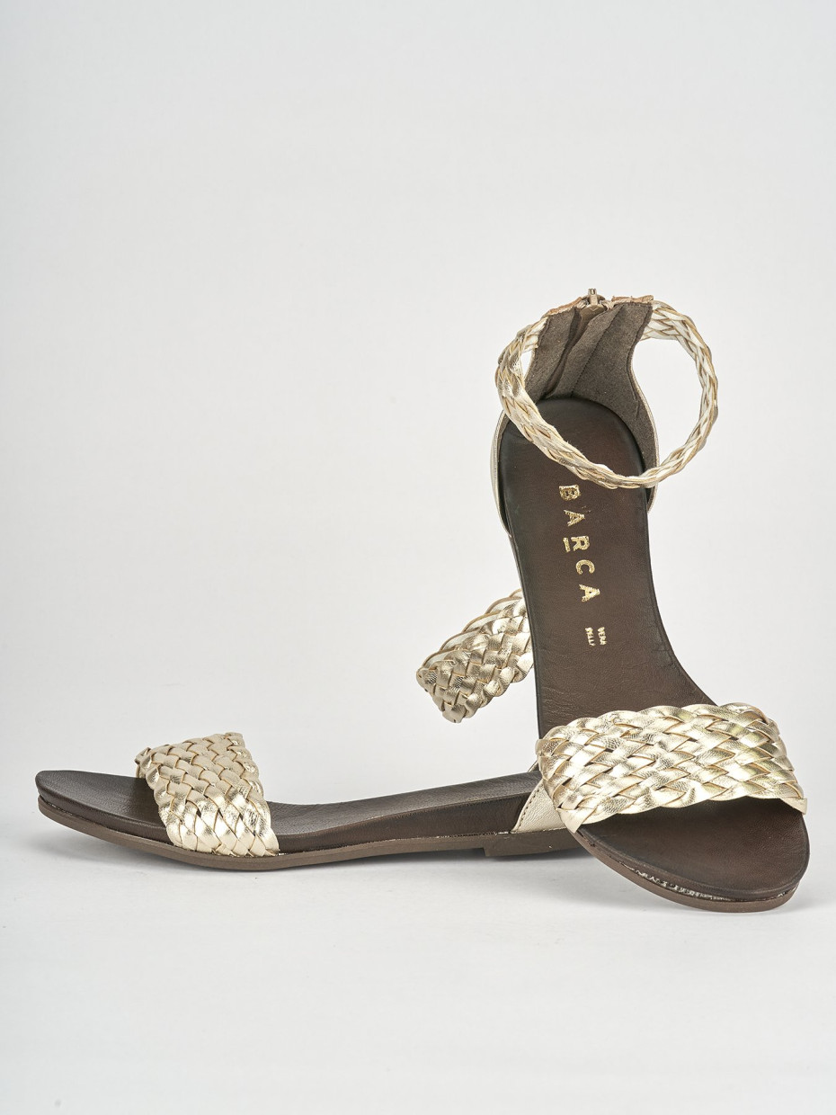 Low heel sandals heel 1 cm gold leather