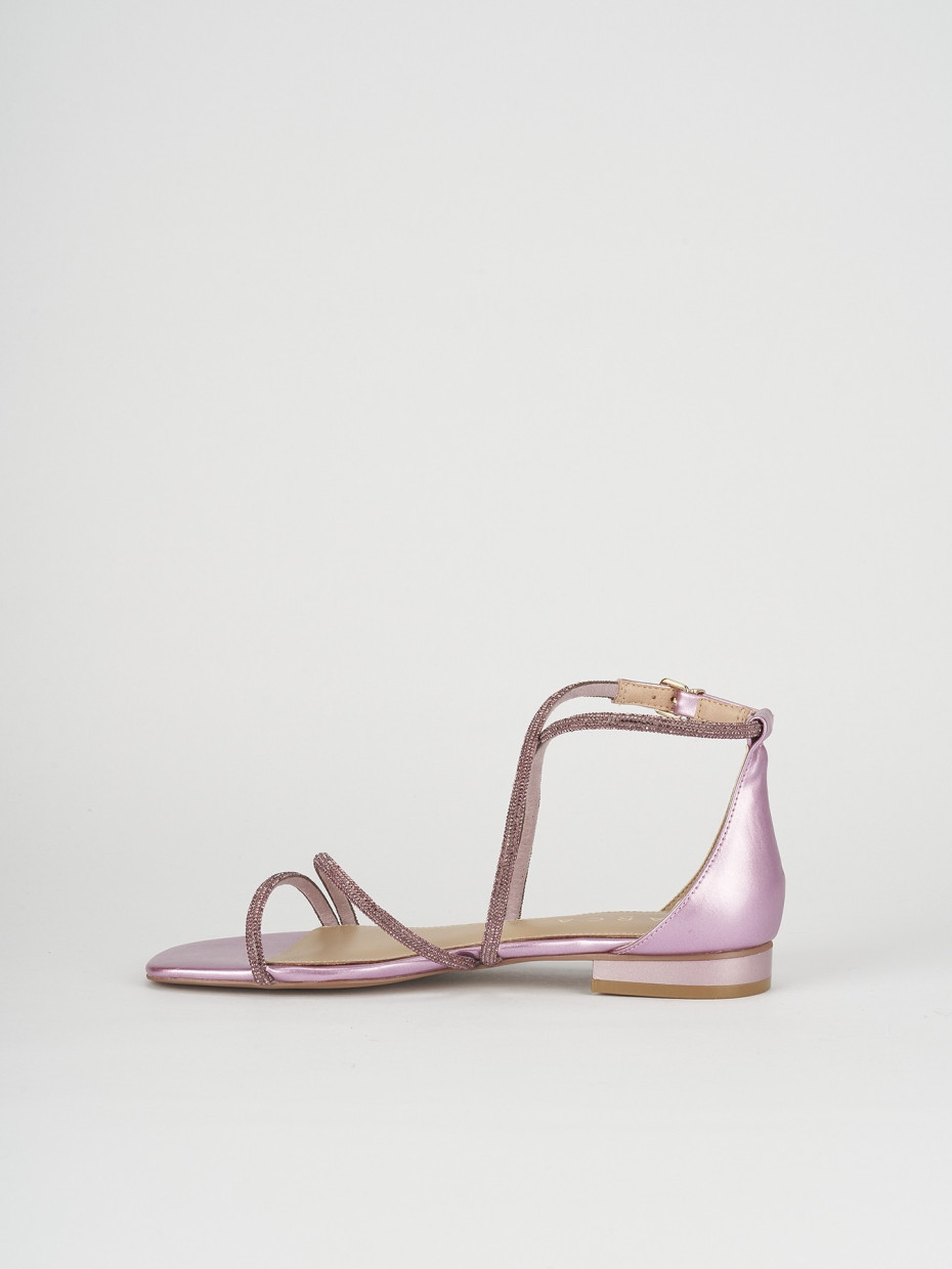 Low heel sandals heel 1 cm pink leather