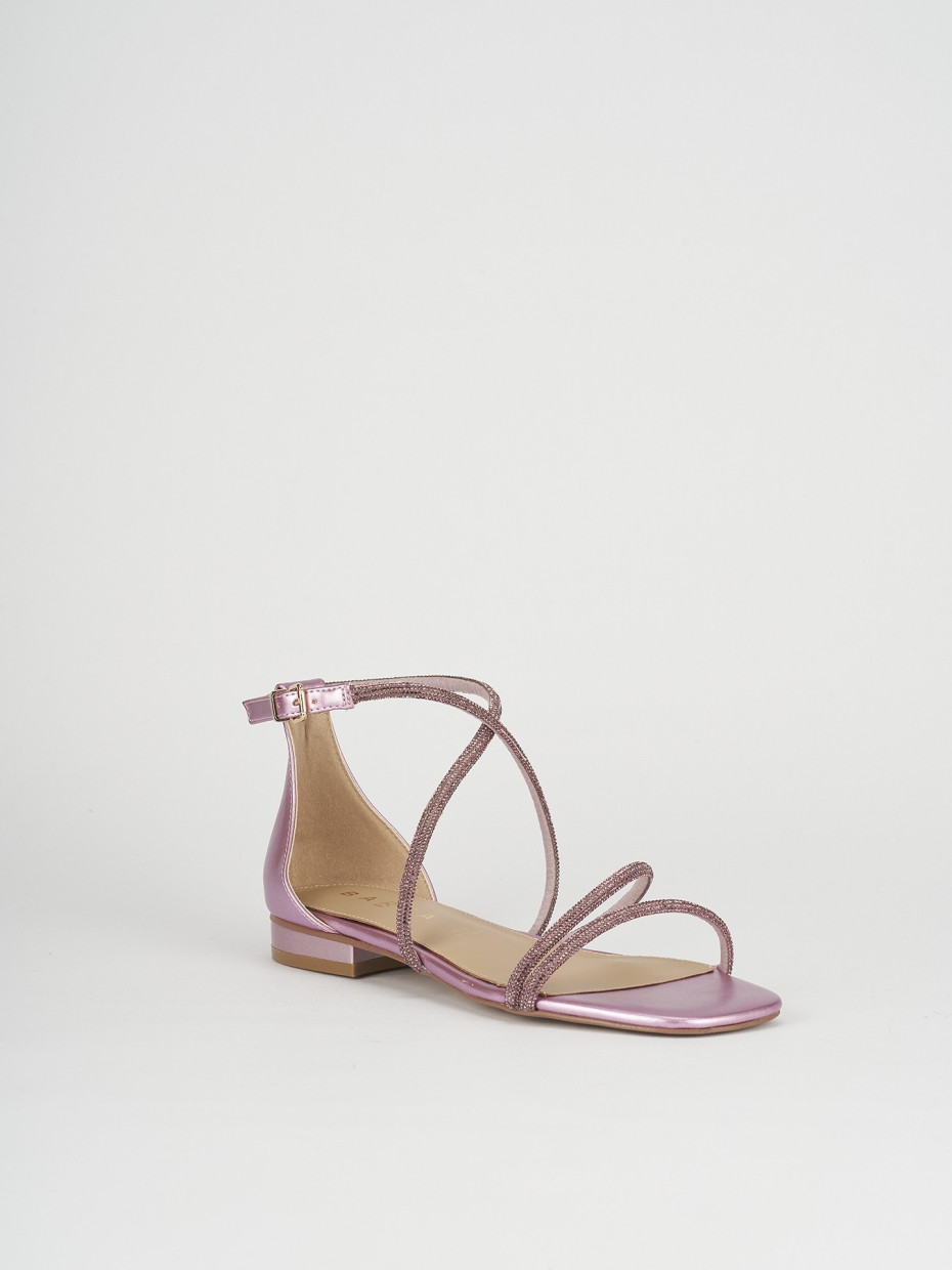 Low heel sandals heel 1 cm pink leather