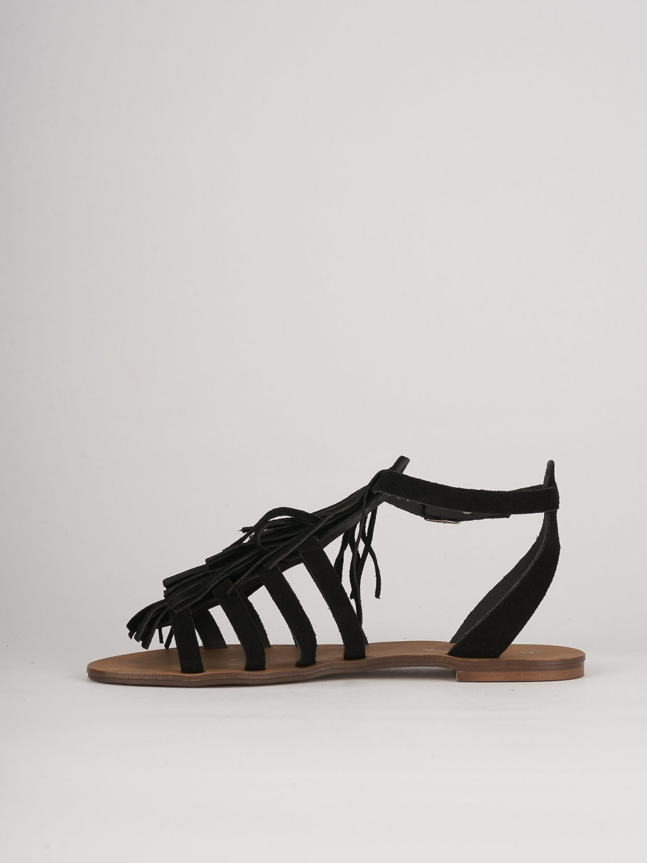 Low heel sandals heel 1 cm black chamois