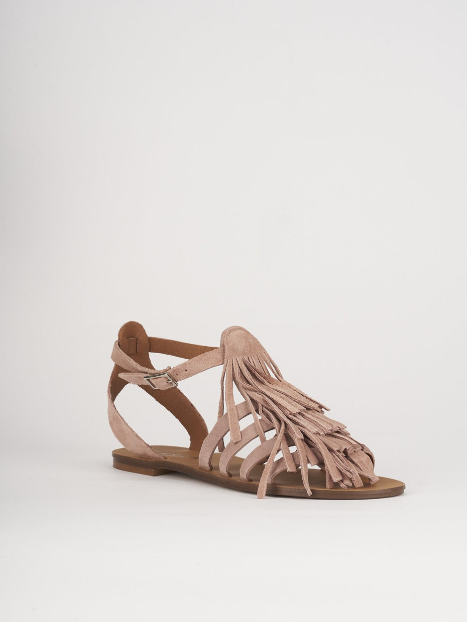 Low heel sandals heel 1 cm pink chamois
