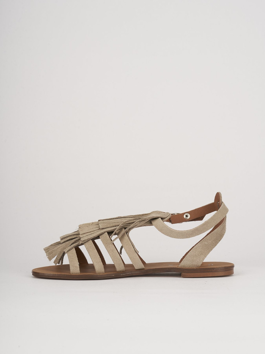 Low heel sandals heel 1 cm beige chamois