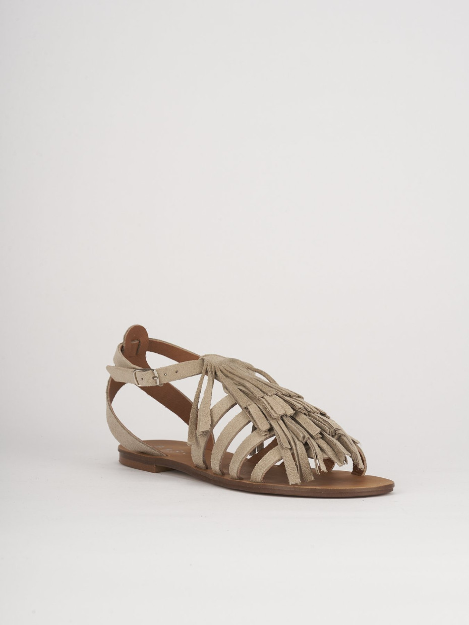 Sandalo tacco 1 cm beige camoscio