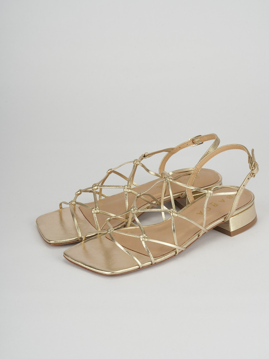 Low heel sandals heel 2 cm gold leather