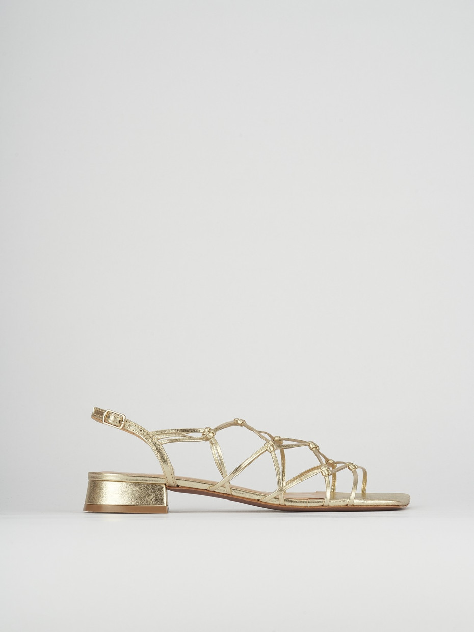 Low heel sandals heel 2 cm gold leather