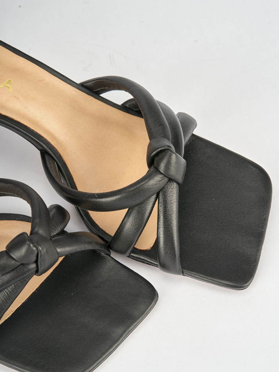 Sandali tacco 6cm pelle nero