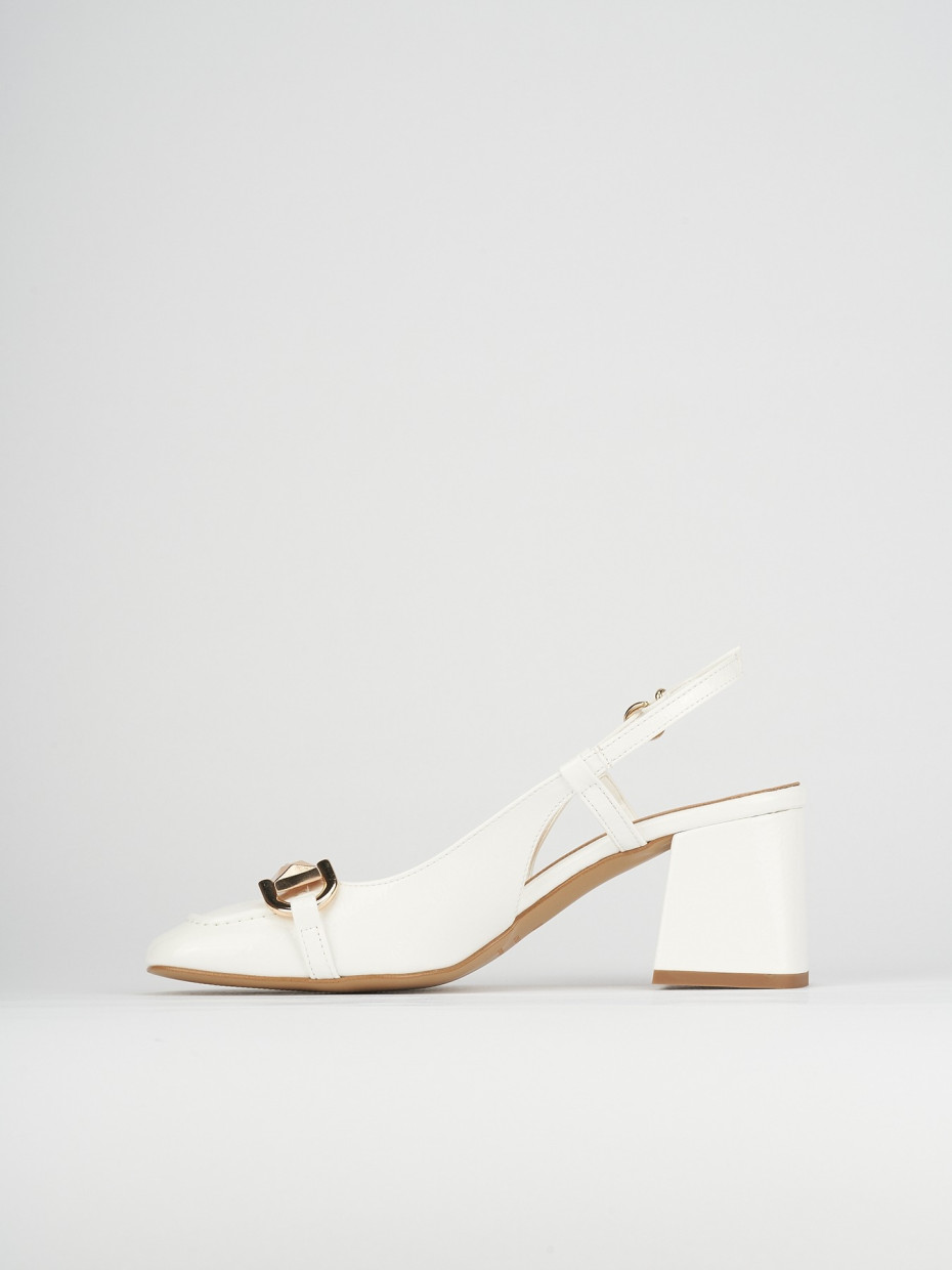 Décolleté e slingback tacco 6cm pelle bianco