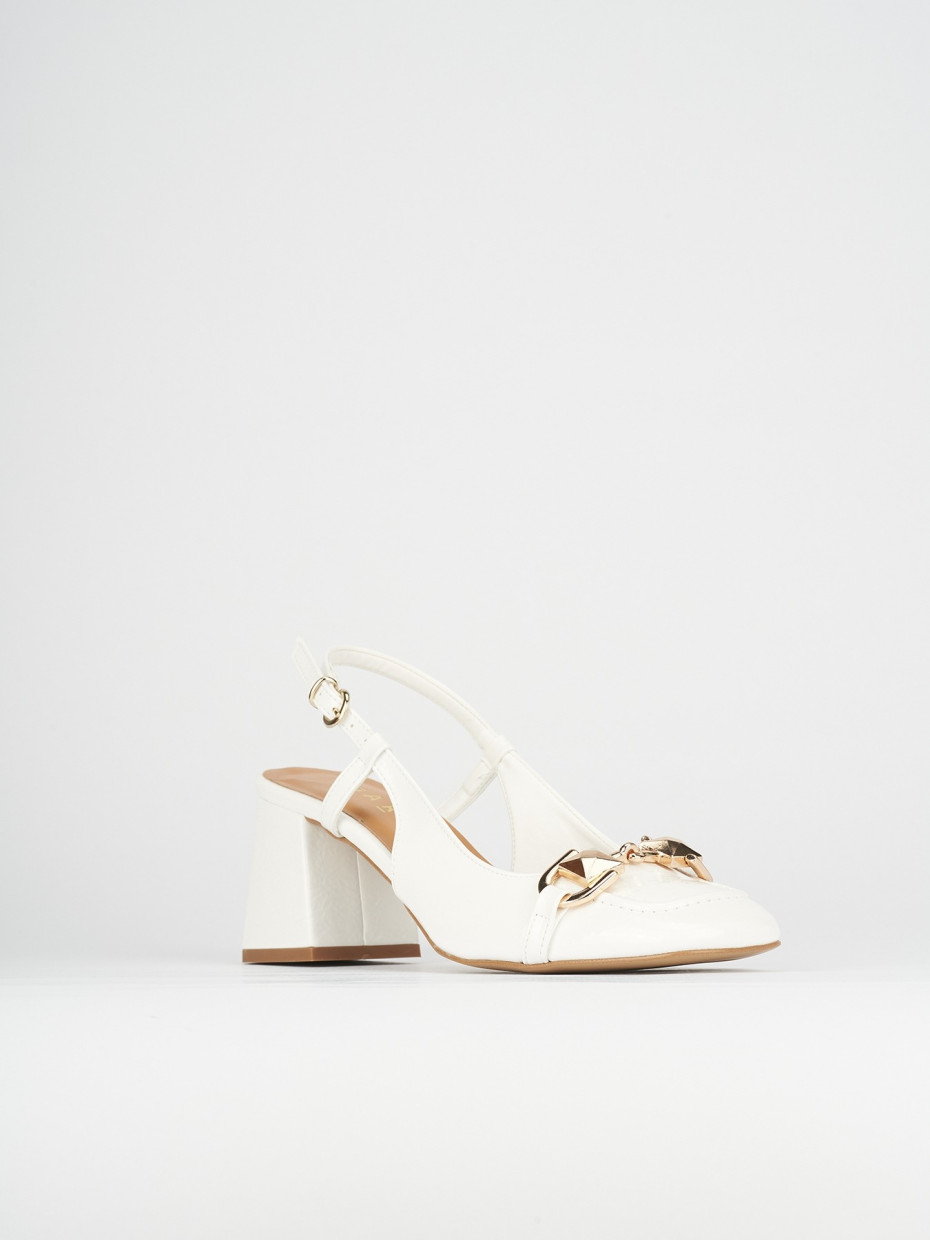 Décolleté e slingback tacco 6cm pelle bianco