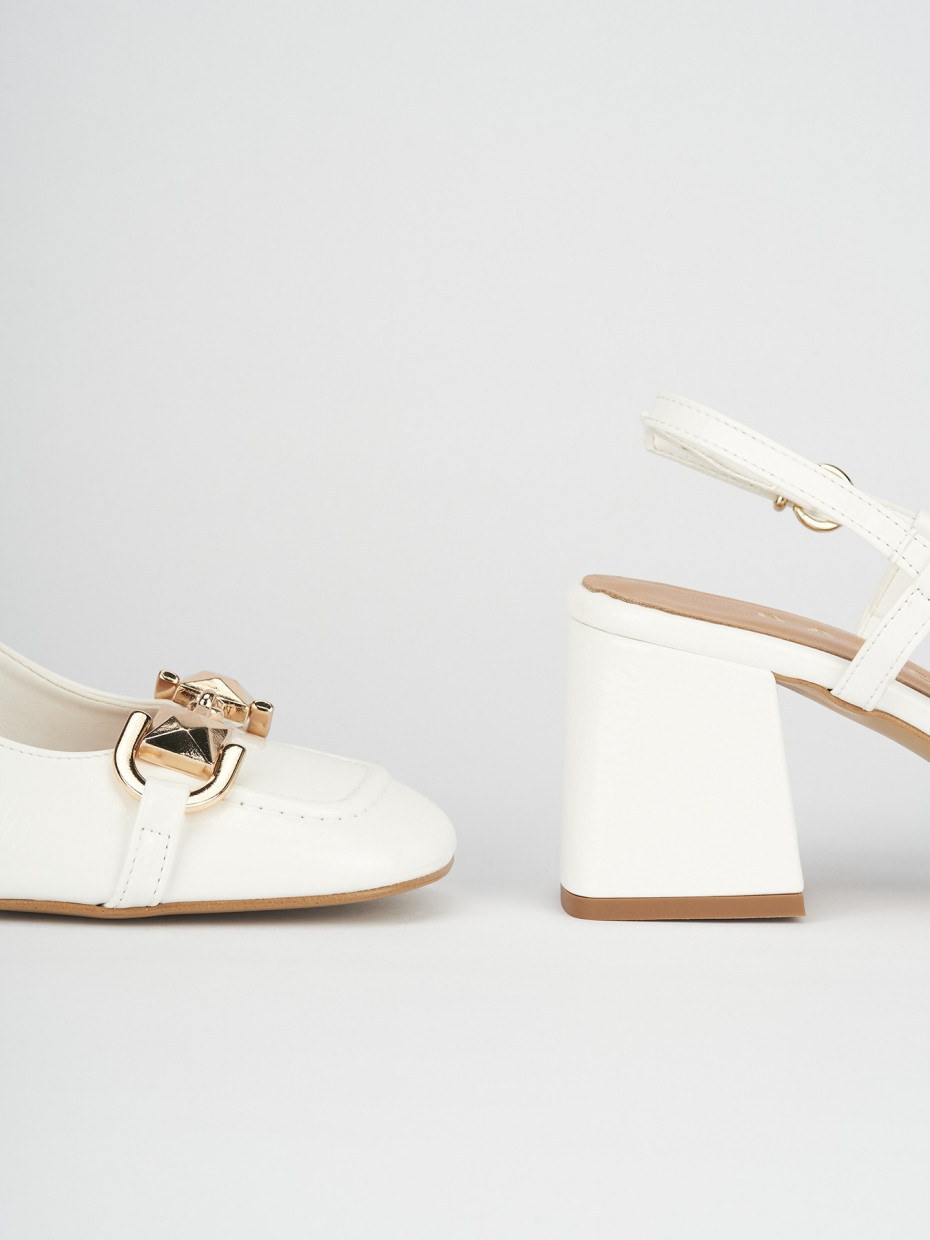 Décolleté e slingback tacco 6cm pelle bianco