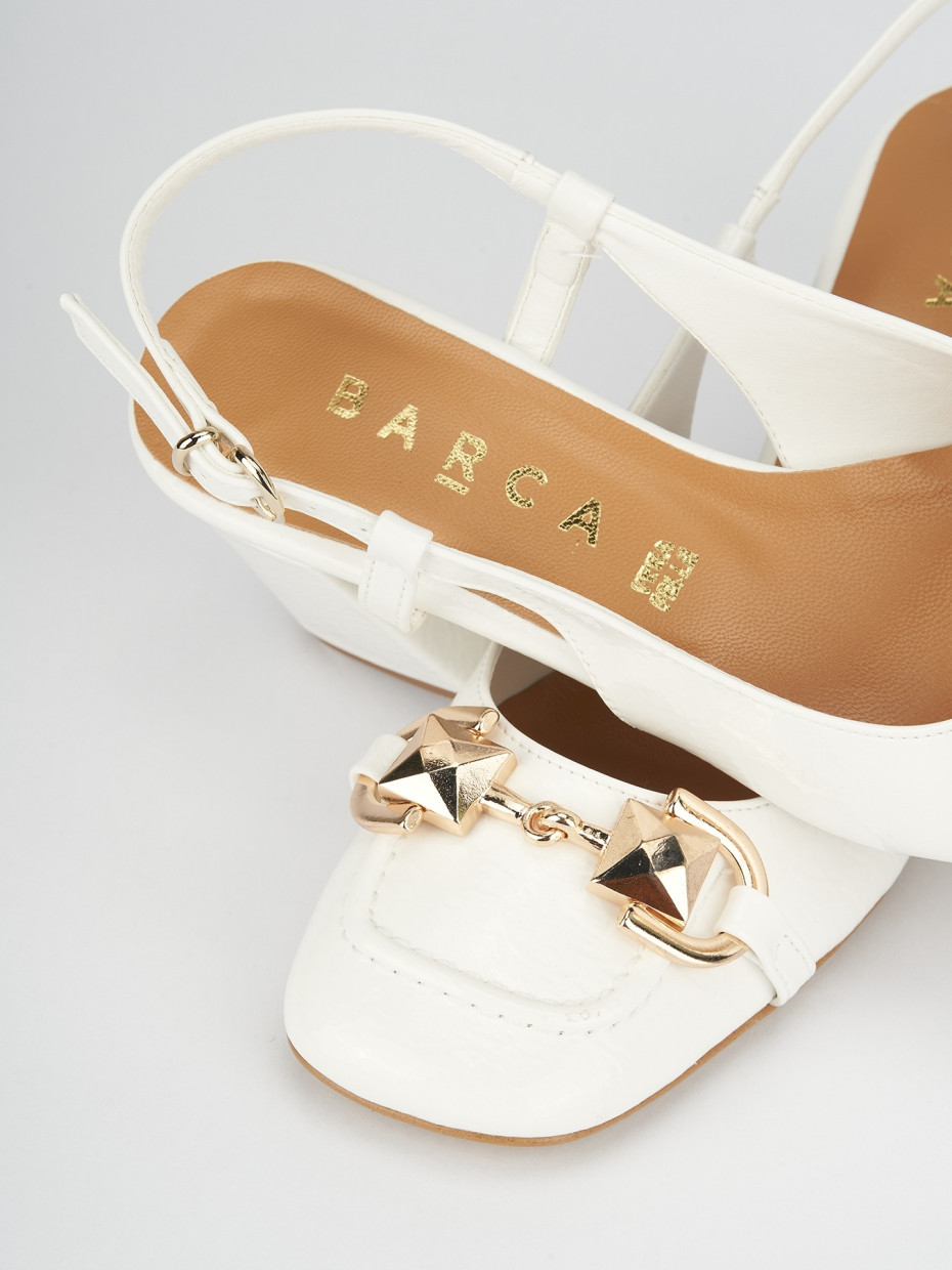 Décolleté e slingback tacco 6cm pelle bianco