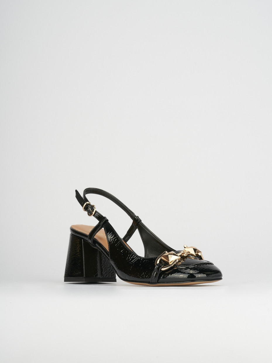 Décolleté e slingback tacco 6cm vernice nero