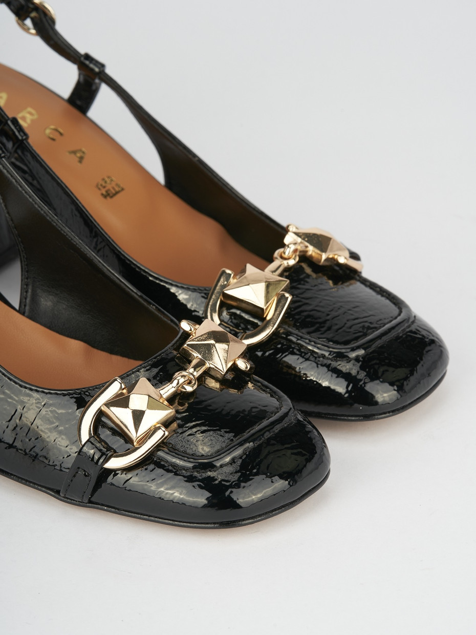 Décolleté e slingback tacco 6cm vernice nero