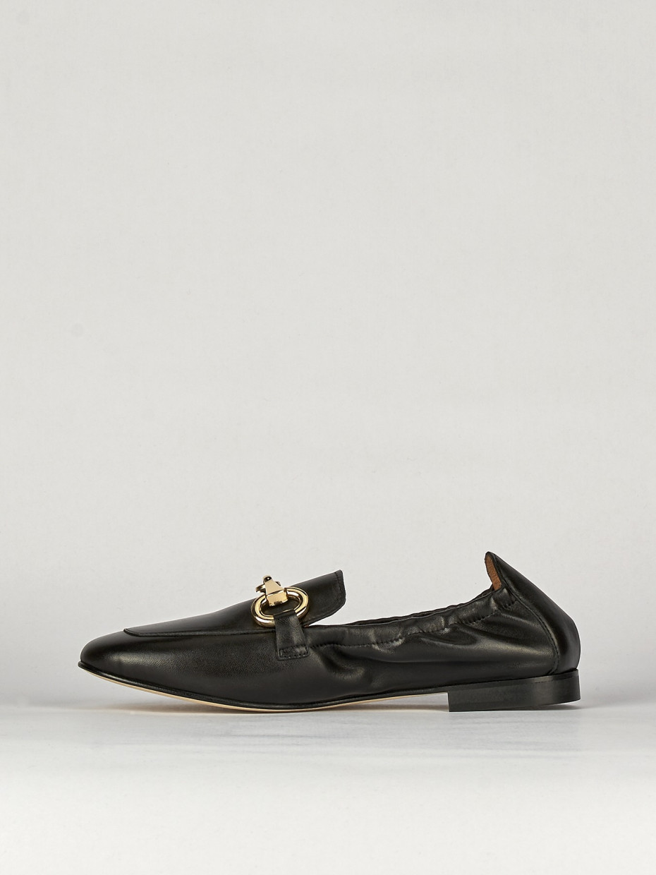Mocassino tacco 1 cm nero pelle