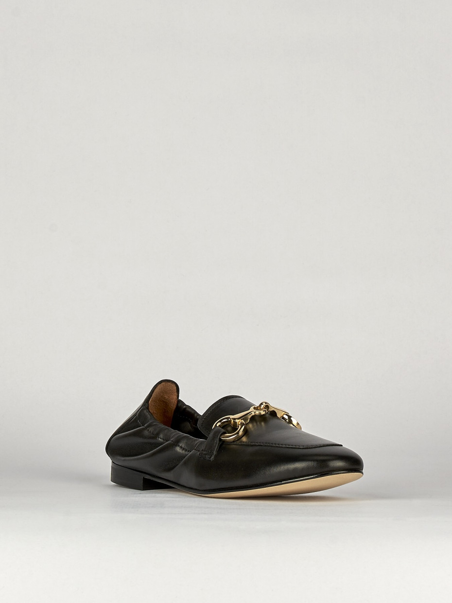 Mocassino tacco 1 cm nero pelle
