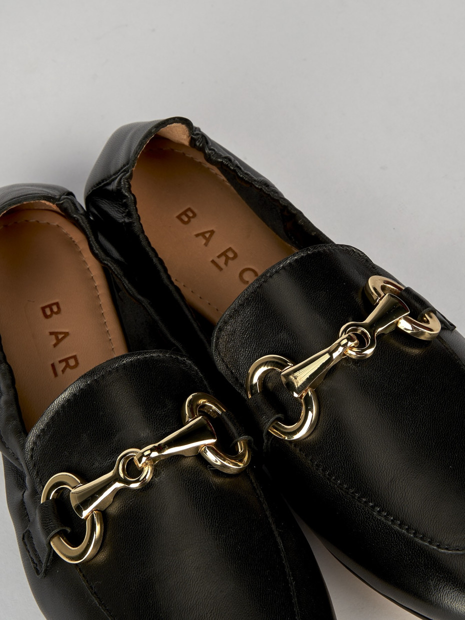 Mocassino tacco 1 cm nero pelle