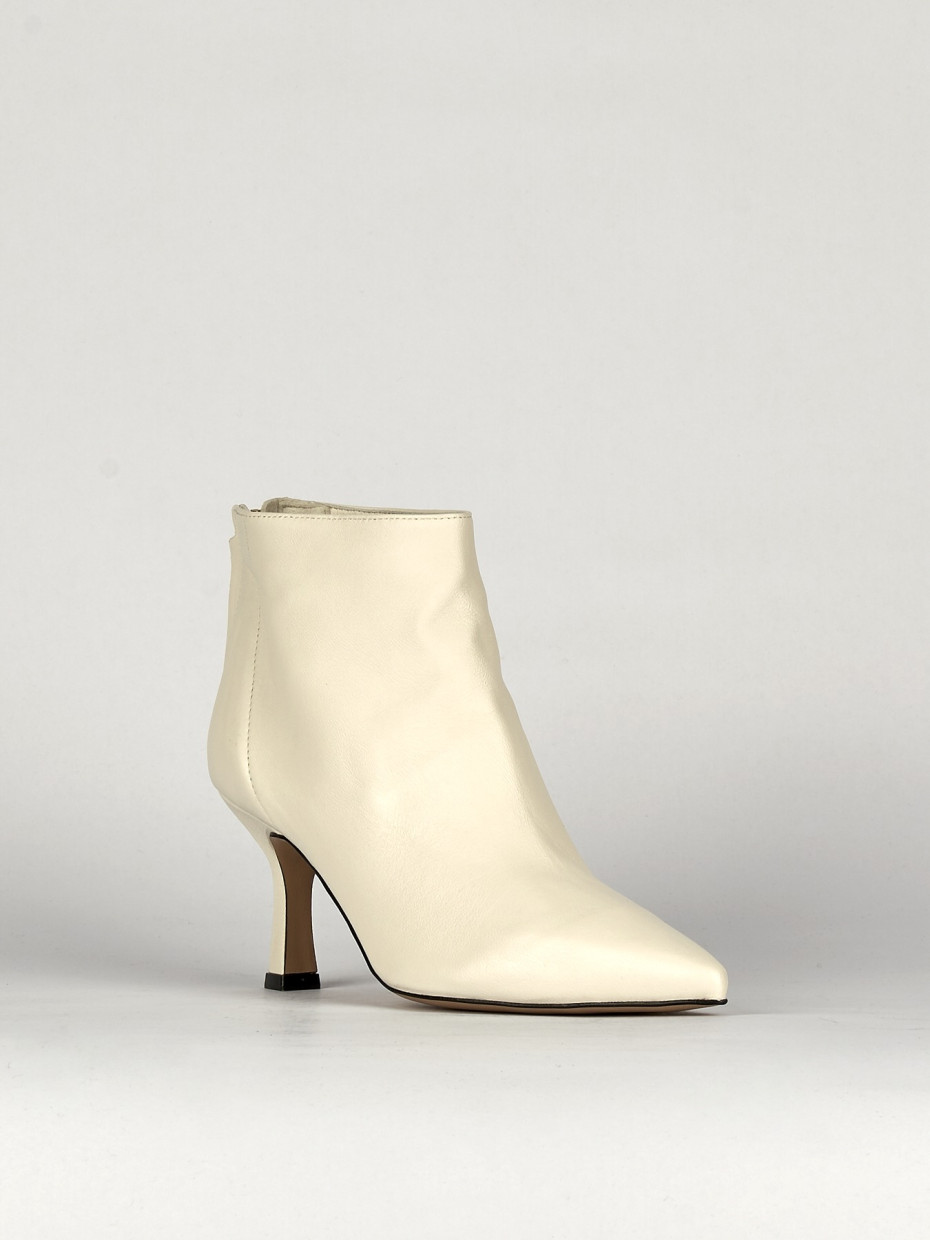 High heel ankle boots heel 7 cm white leather