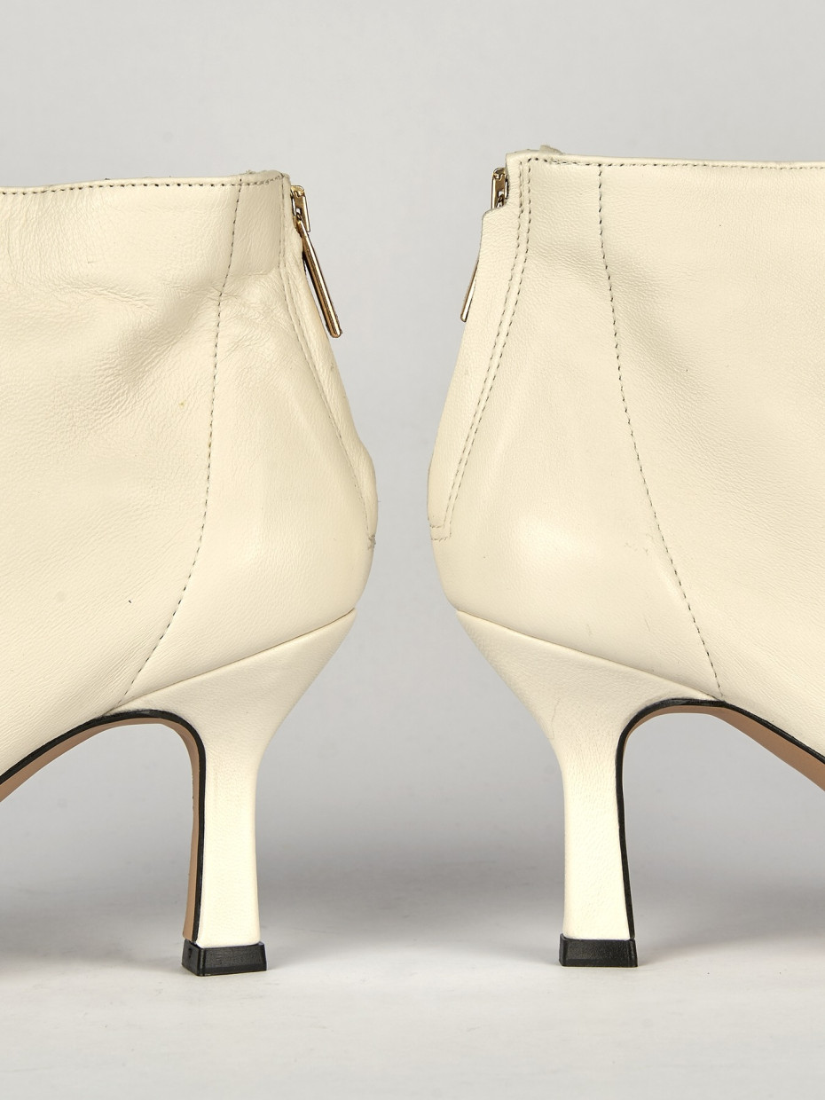 High heel ankle boots heel 7 cm white leather
