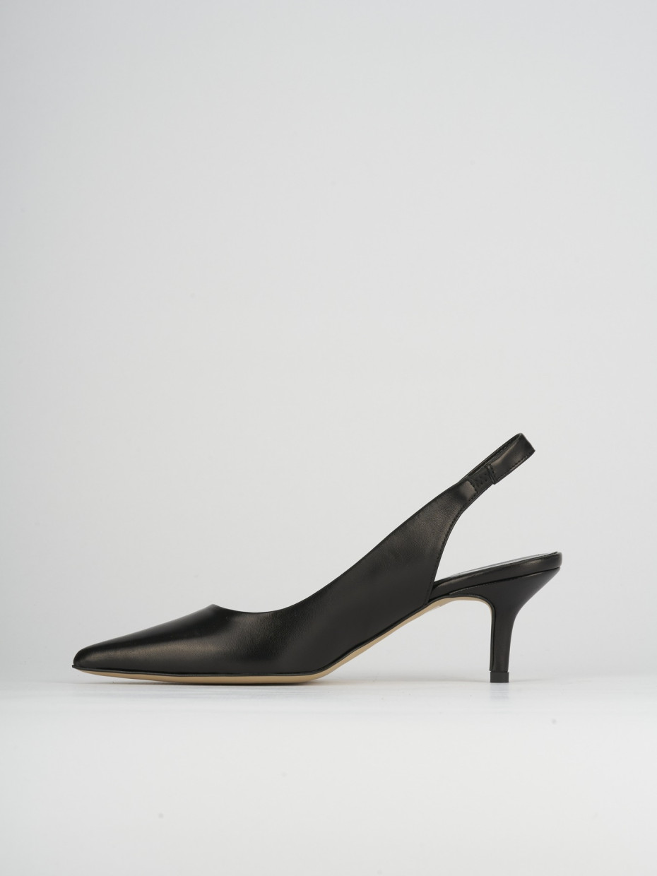 Slingback decoltè tacco 5 cm nero pelle