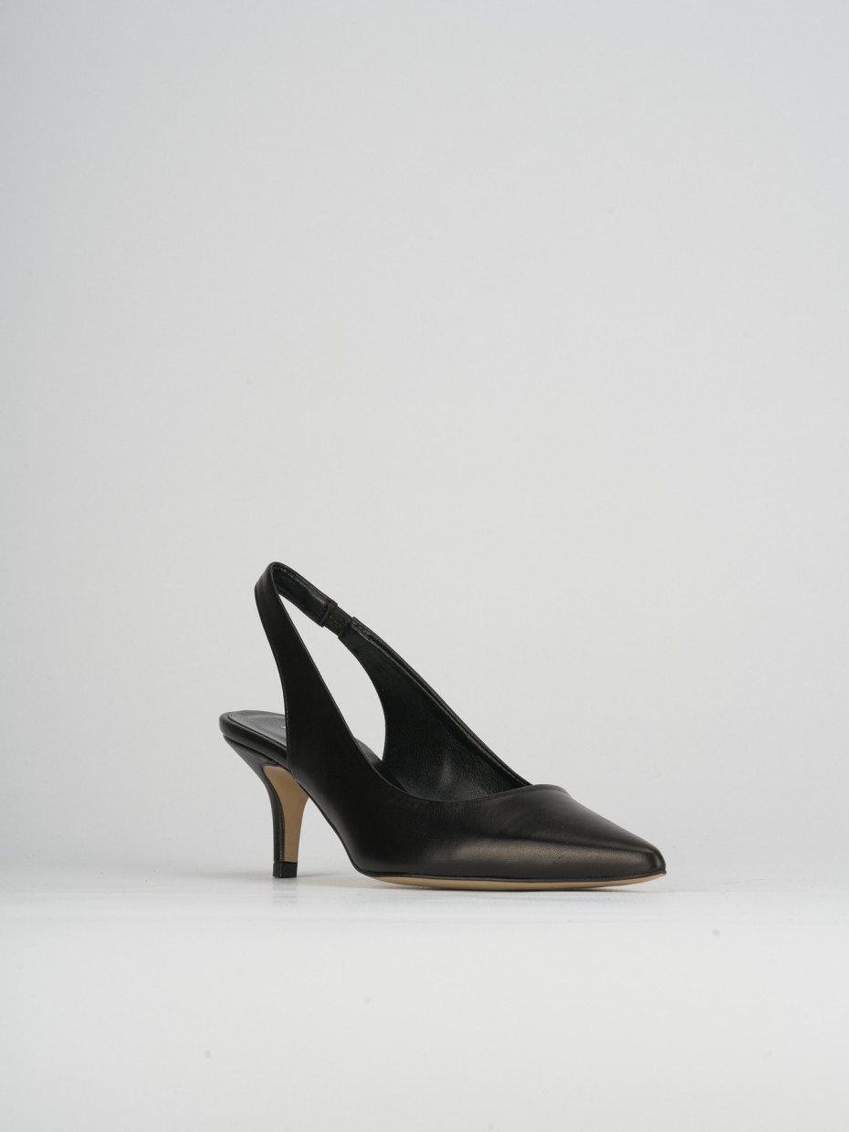 Slingback decoltè tacco 5 cm nero pelle