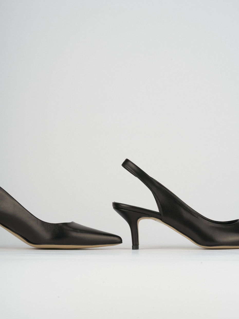 Slingback decoltè tacco 5 cm nero pelle