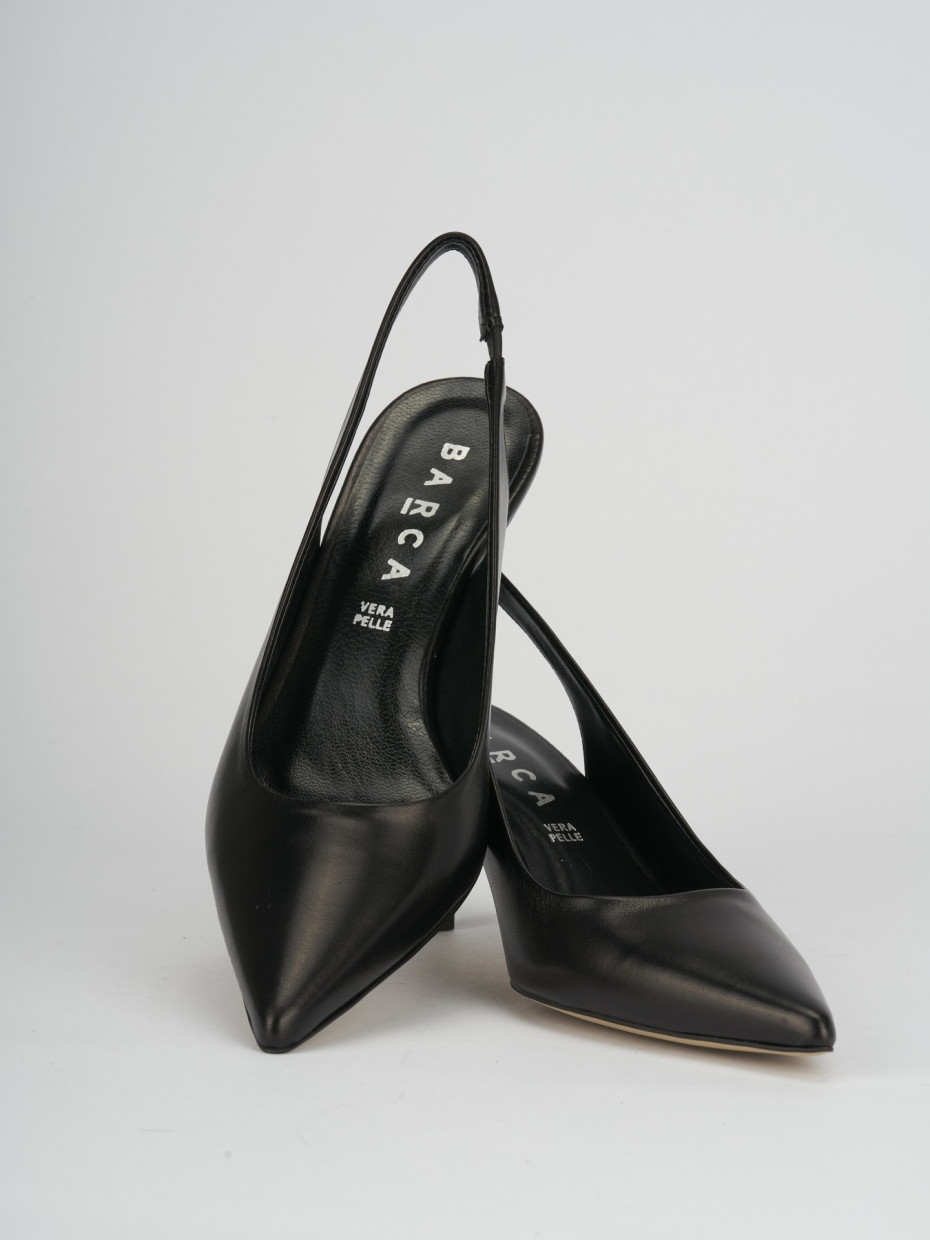 Slingback decoltè tacco 5 cm nero pelle