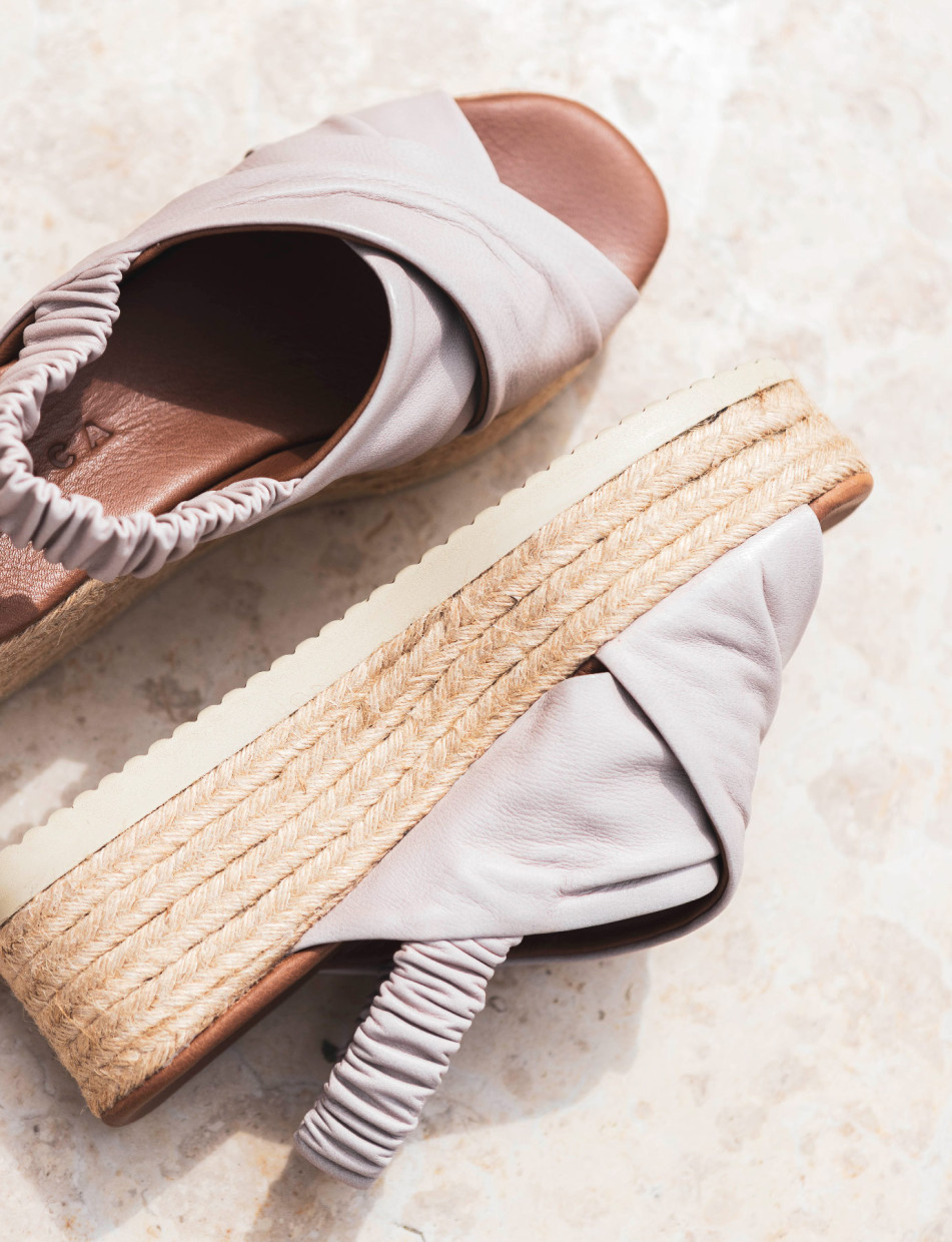 Wedge heels heel 5 cm pink leather