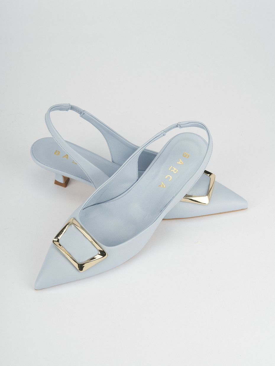 Pumps heel 5 cm light blue leather