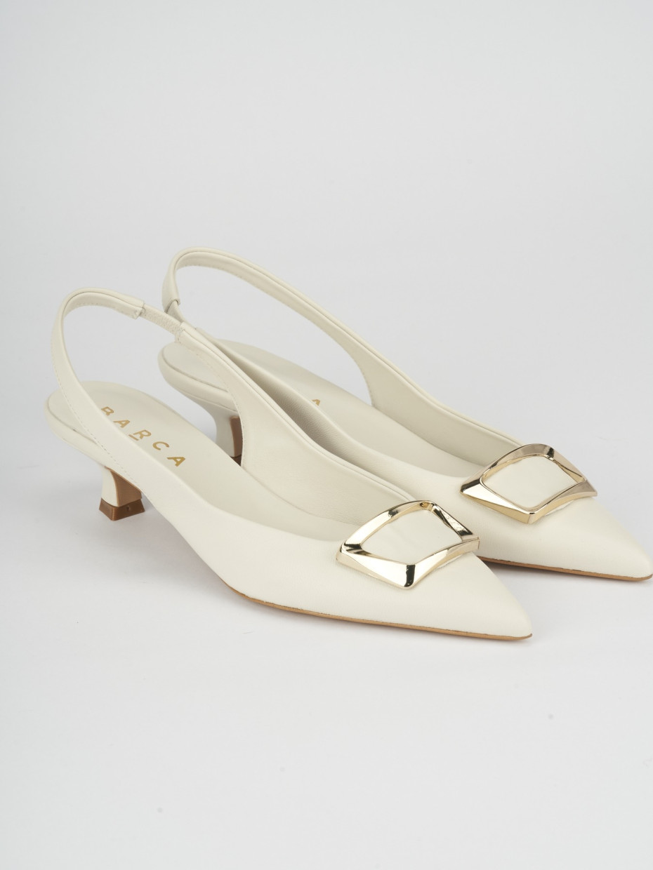 Pumps heel 5 cm beige leather