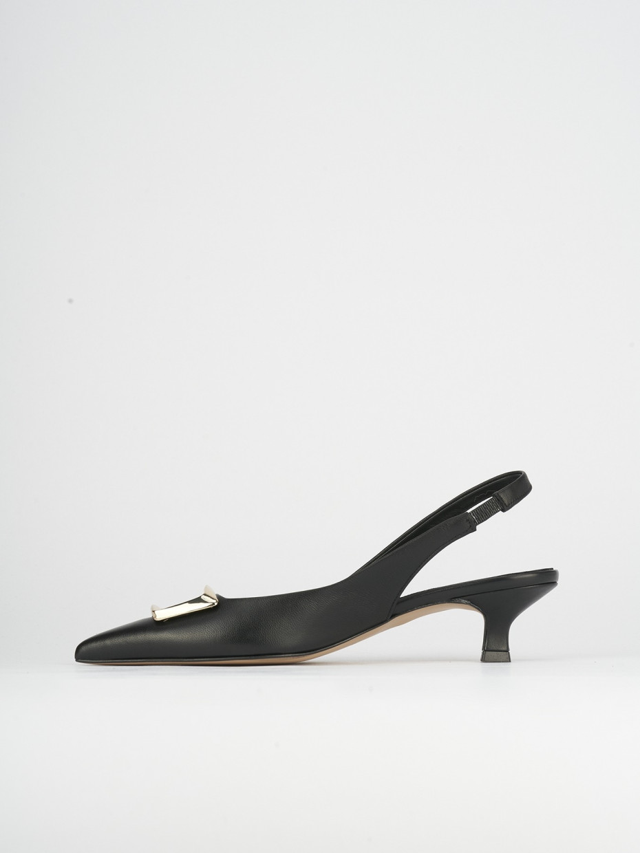 Slingback decoltè tacco 5 cm nero pelle
