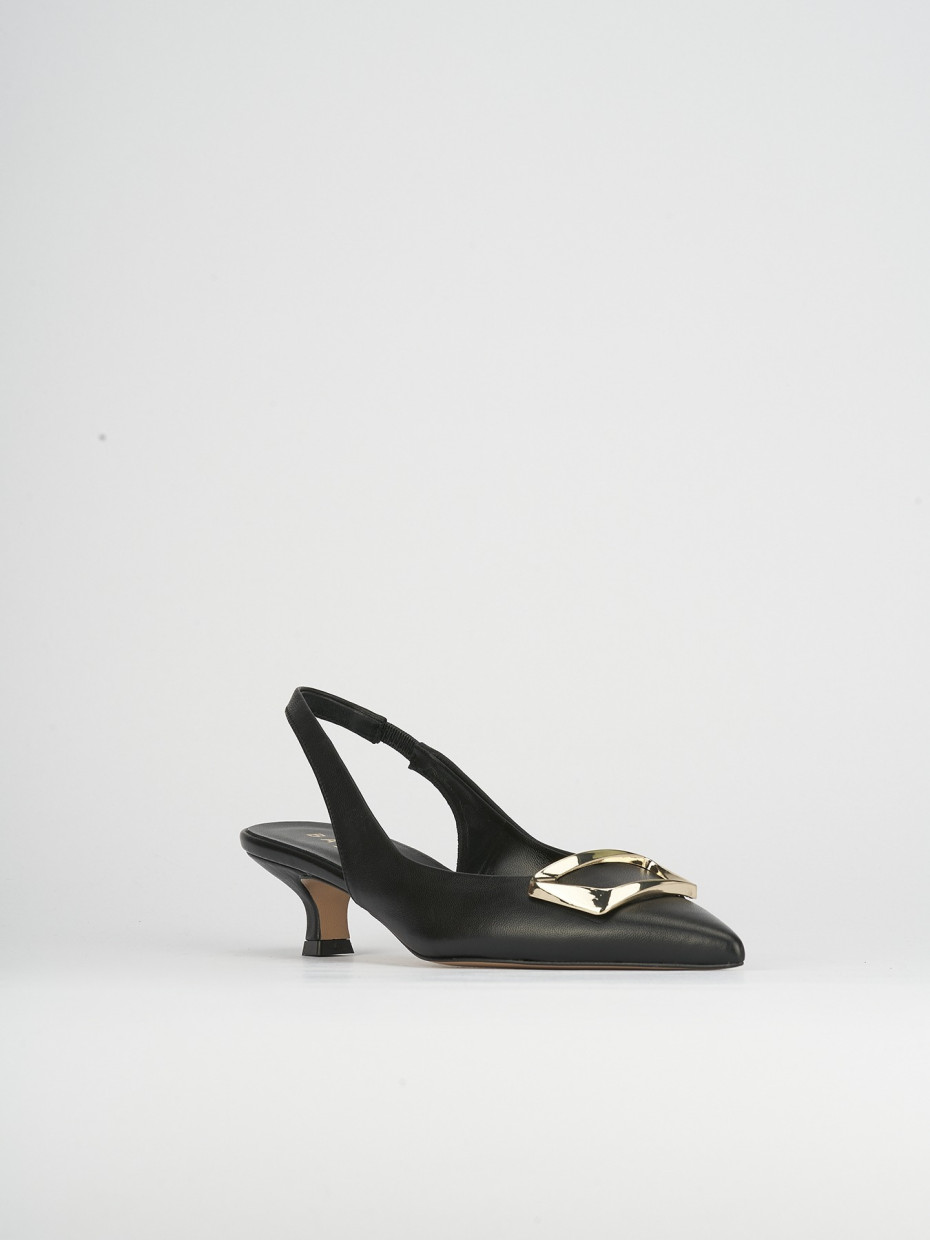 Slingback decoltè tacco 5 cm nero pelle