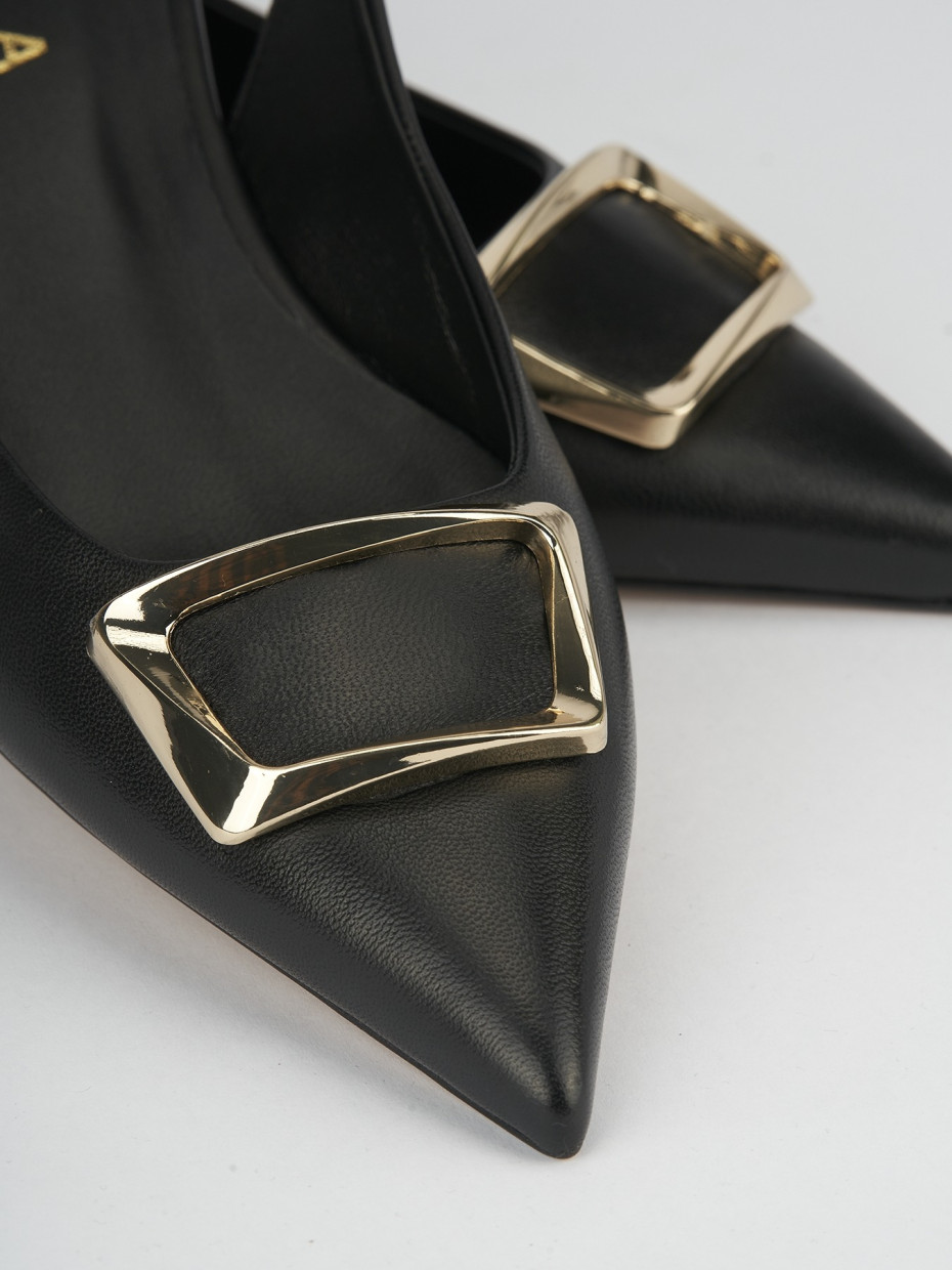 Slingback decoltè tacco 5 cm nero pelle