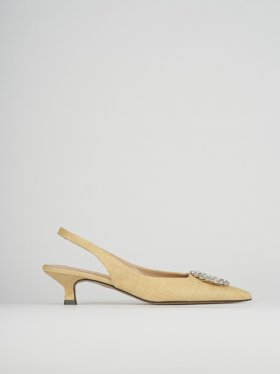 Décolleté e slingback tacco 5cm pelle beige