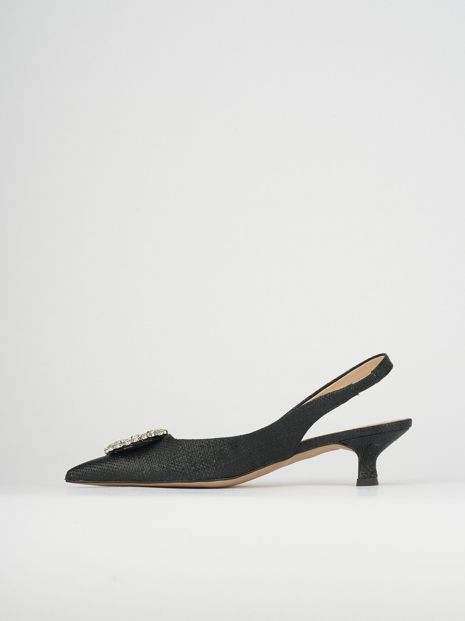 Décolleté e slingback tacco 5cm pelle nero