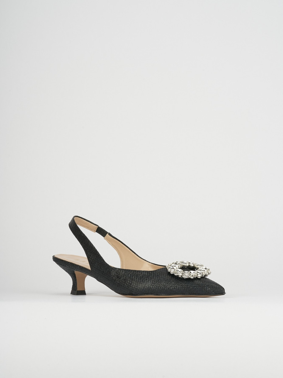 Décolleté e slingback tacco 5cm pelle nero