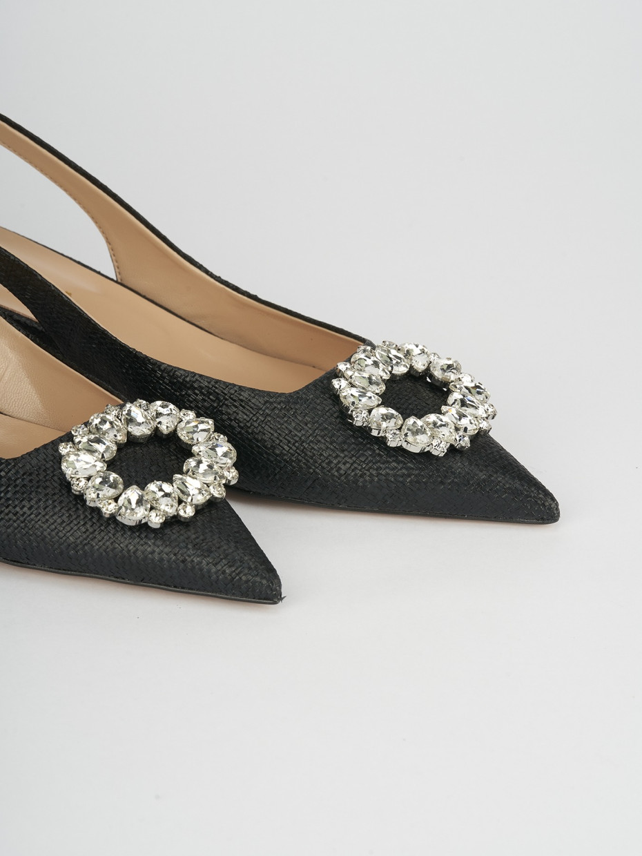 Décolleté e slingback tacco 5cm pelle nero