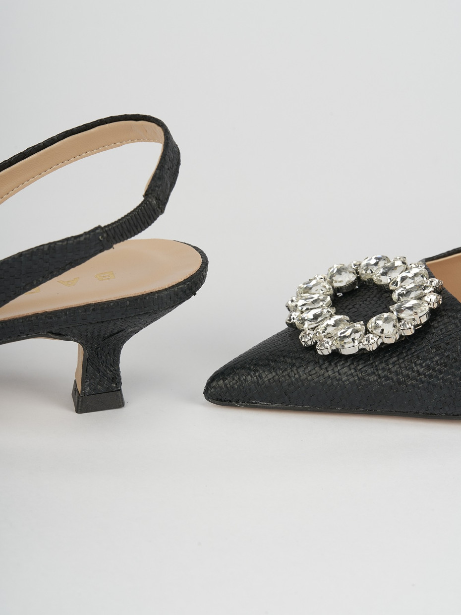 Décolleté e slingback tacco 5cm pelle nero