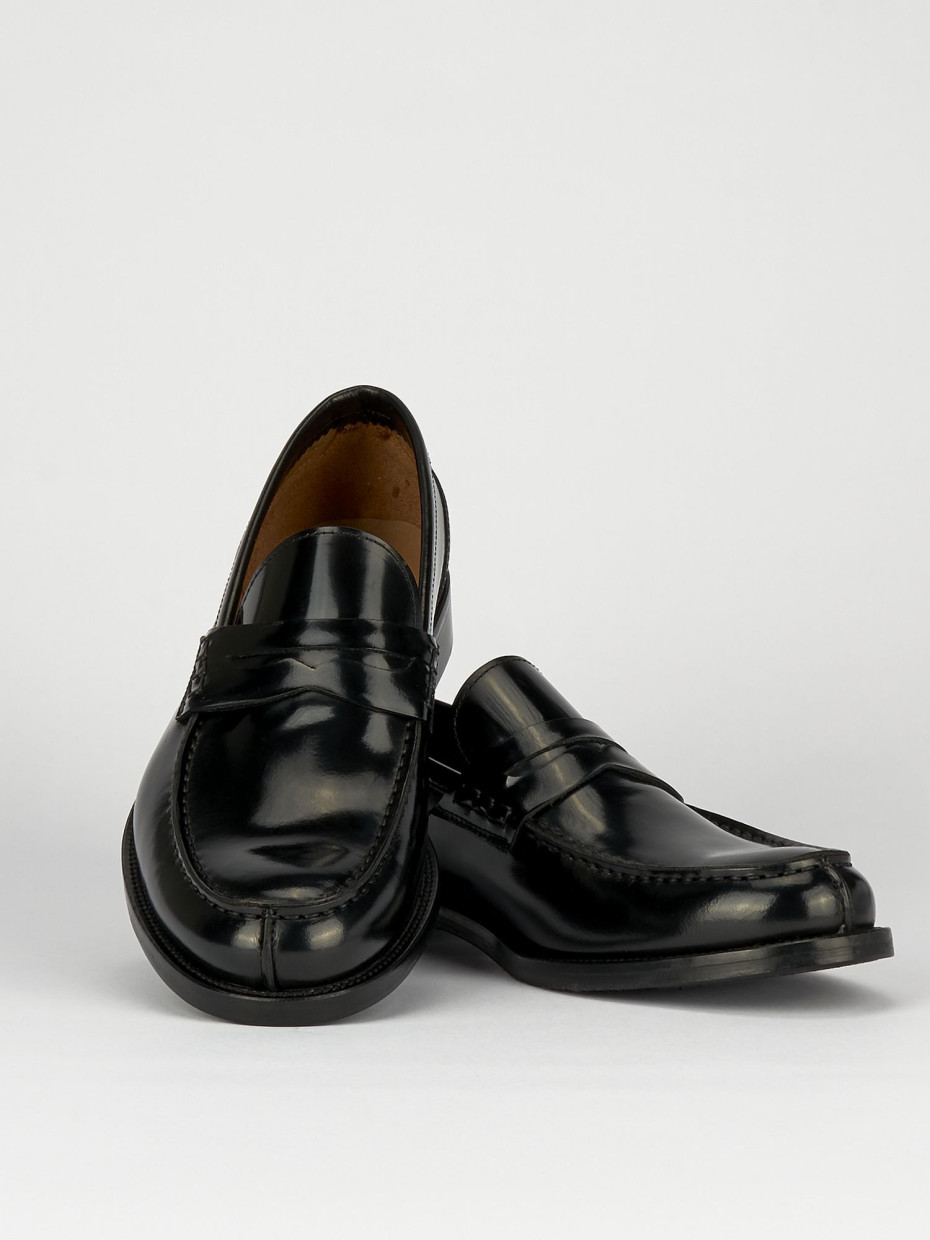 Loafers heel 2 cm black leather