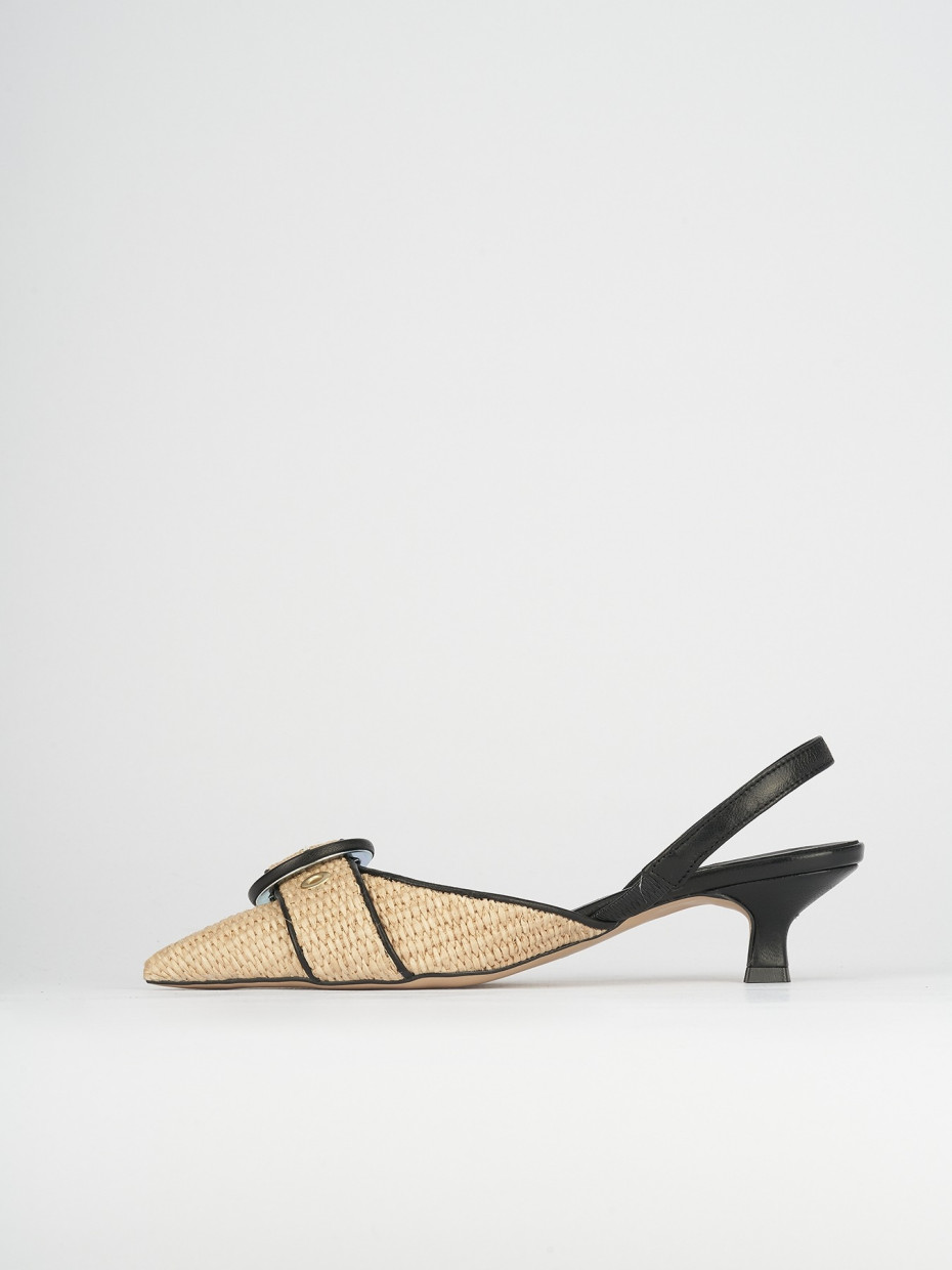 Décolleté e slingback tacco 5cm pelle nero