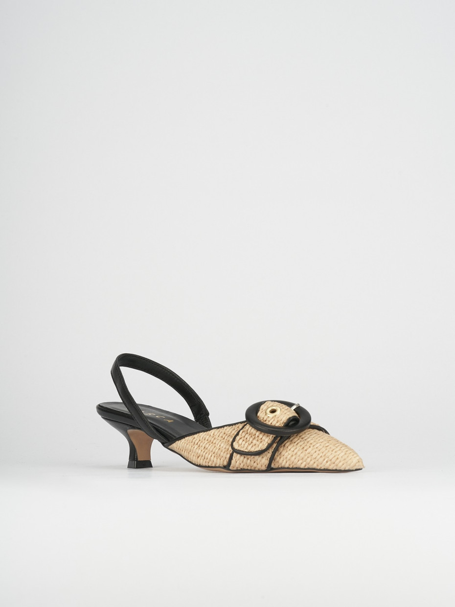 Décolleté e slingback tacco 5cm pelle nero