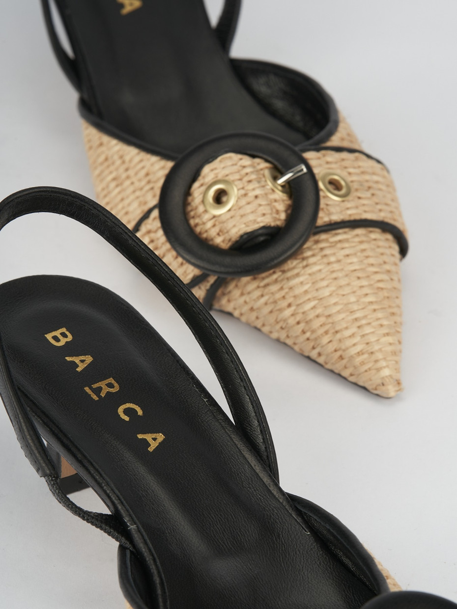 Décolleté e slingback tacco 5cm pelle nero