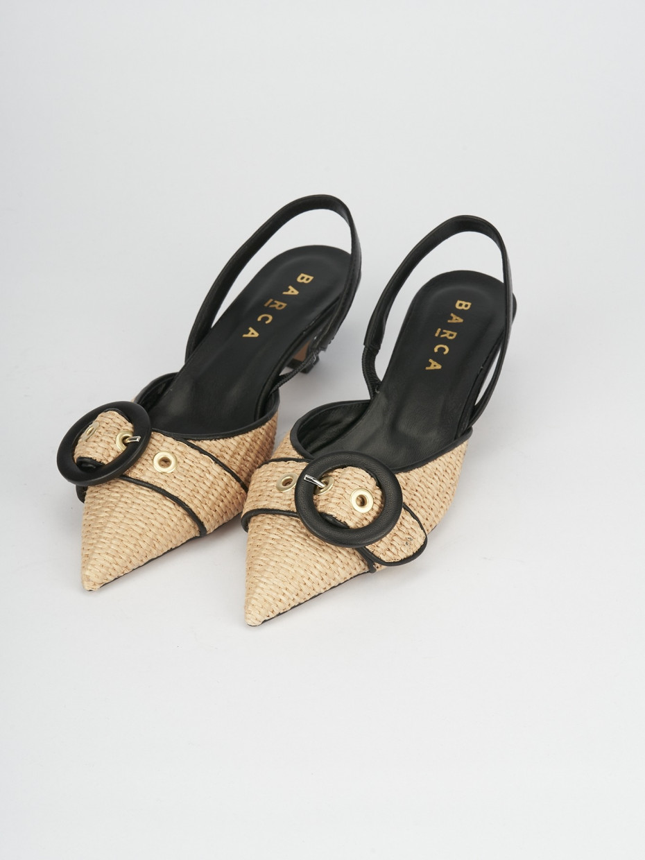 Décolleté e slingback tacco 5cm pelle nero