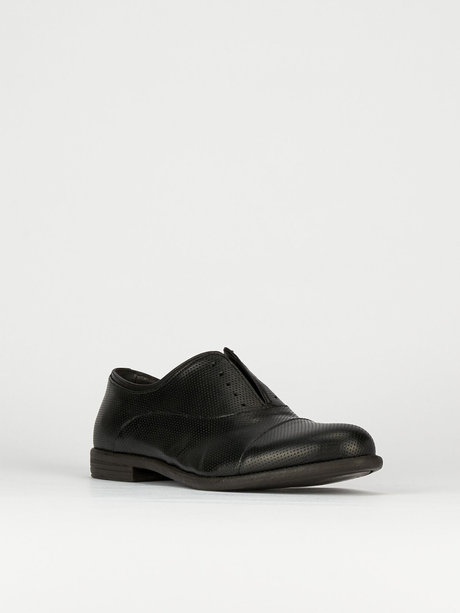 Scarpa no lace tacco 2 cm nero pelle