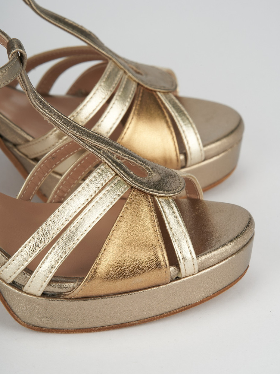 High heel sandals heel 8 cm gold leather