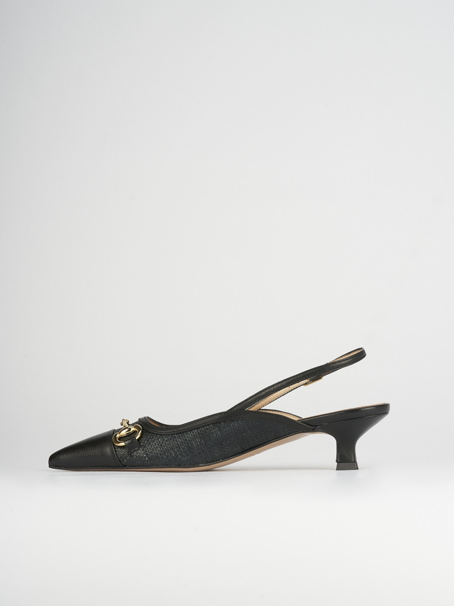 Décolleté e slingback tacco 5cm pelle nero