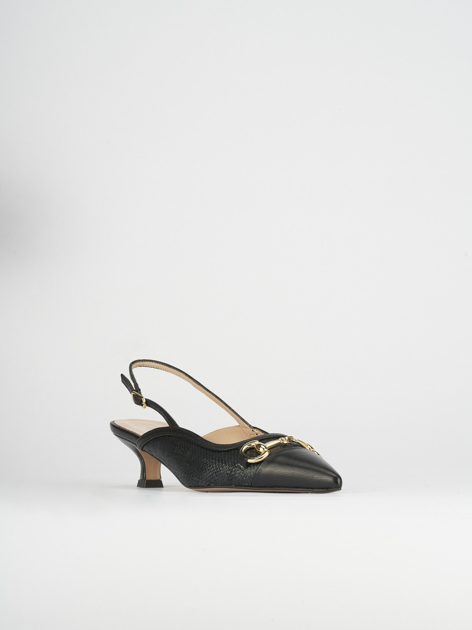 Décolleté e slingback tacco 5cm pelle nero