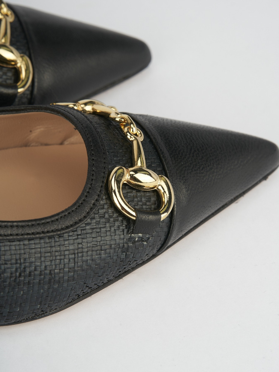 Décolleté e slingback tacco 5cm pelle nero