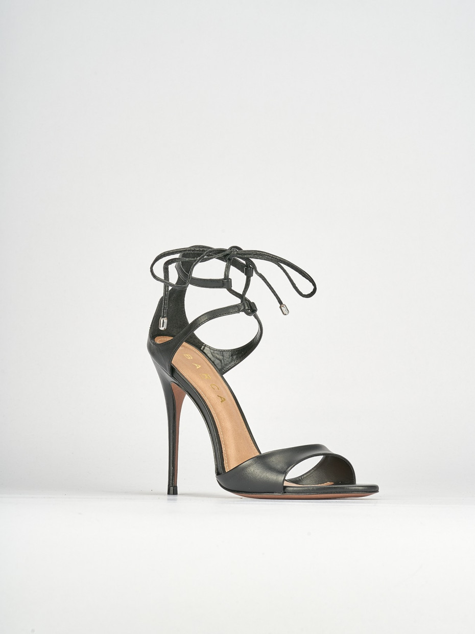 Sandali tacco 12cm pelle nero Barca Stores